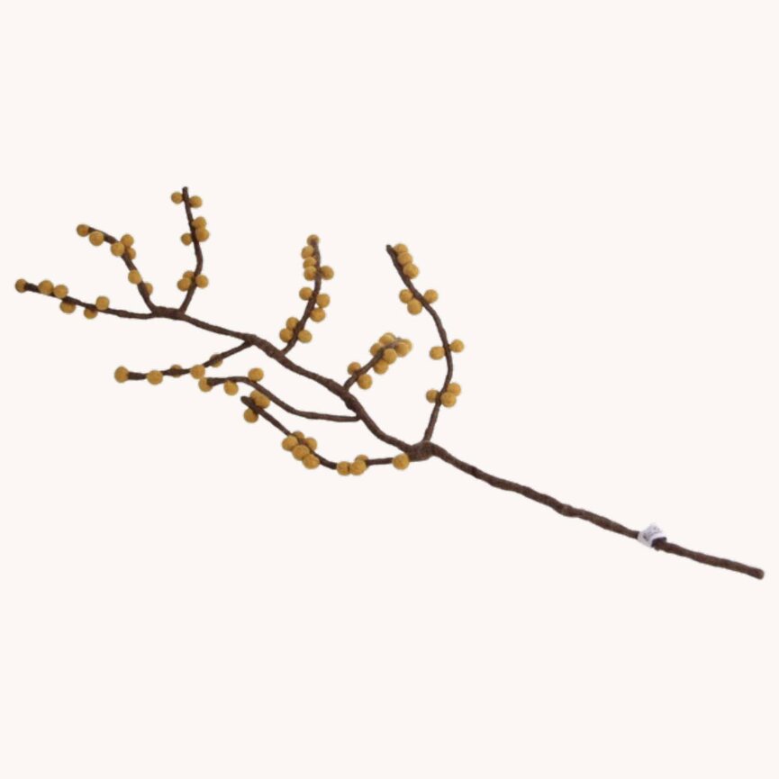 Wool Felt Branch with Yellow Berries - 24"