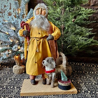 Primitive Santa with Spot The Dog - 20"