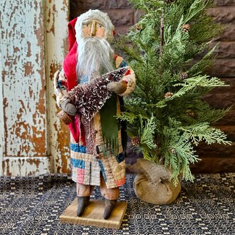 Primitive Santa Tattered Multi Color Quilt Robe - 24"