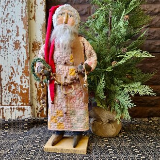 Rusty Bells Santa in Quilt Robe - 24"