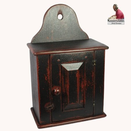 Hanging Shaker Cabinet Black over Red