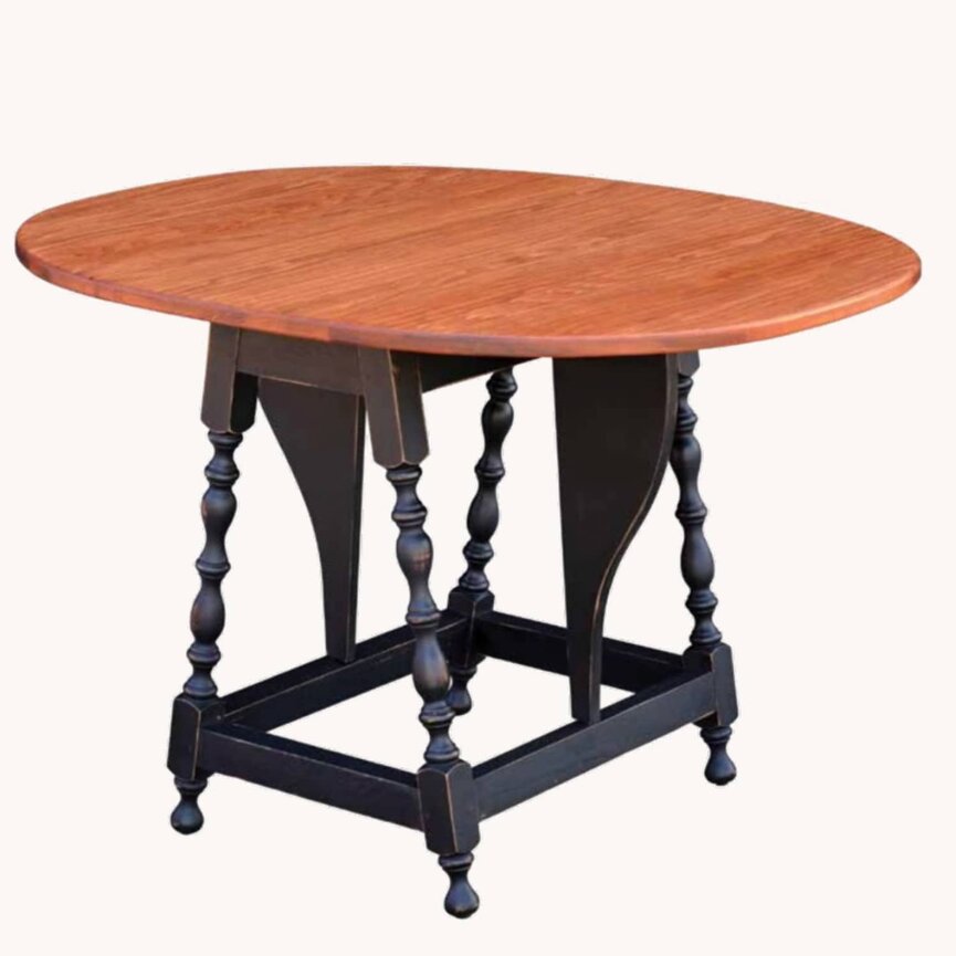 Butterfly Table with Pine Top & Black Rubbed Legs