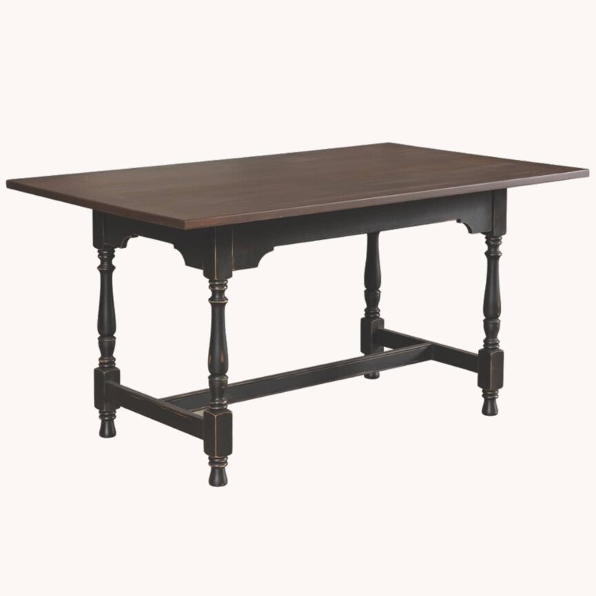 William & Mary Table Pine Top with Black Rubbed Legs