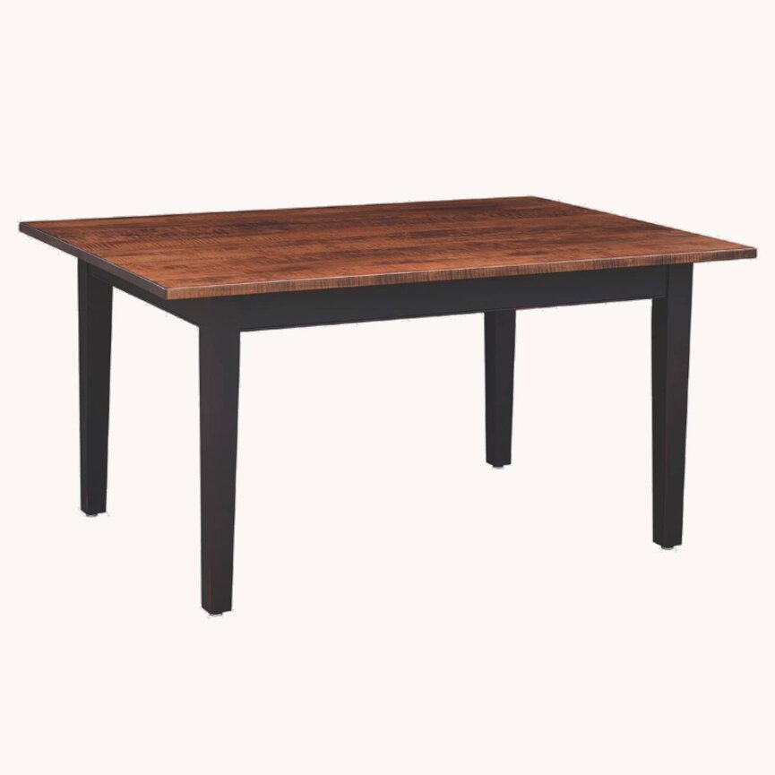 Farm Tiger Maple Top Dining Table with Black Rubbed Legs