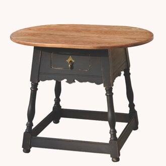 Tavern Table with Tiger Maple Top & Black Rubbed Legs