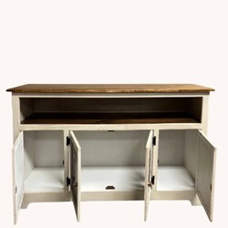 Farmhouse White Buffet Four Door with Old Mill Insert