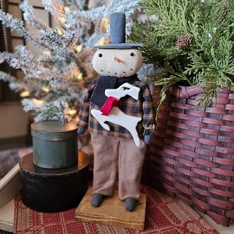 Snowman Holding Reindeer Ornament - 16"