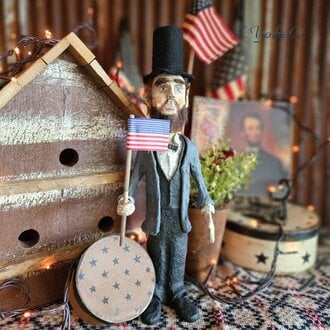 Primitive Handmade Abe Lincoln 14"