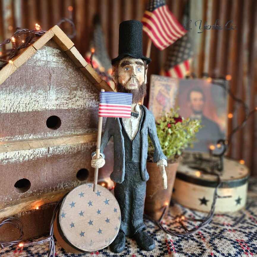 Primitive Handmade Abe Lincoln - 14"