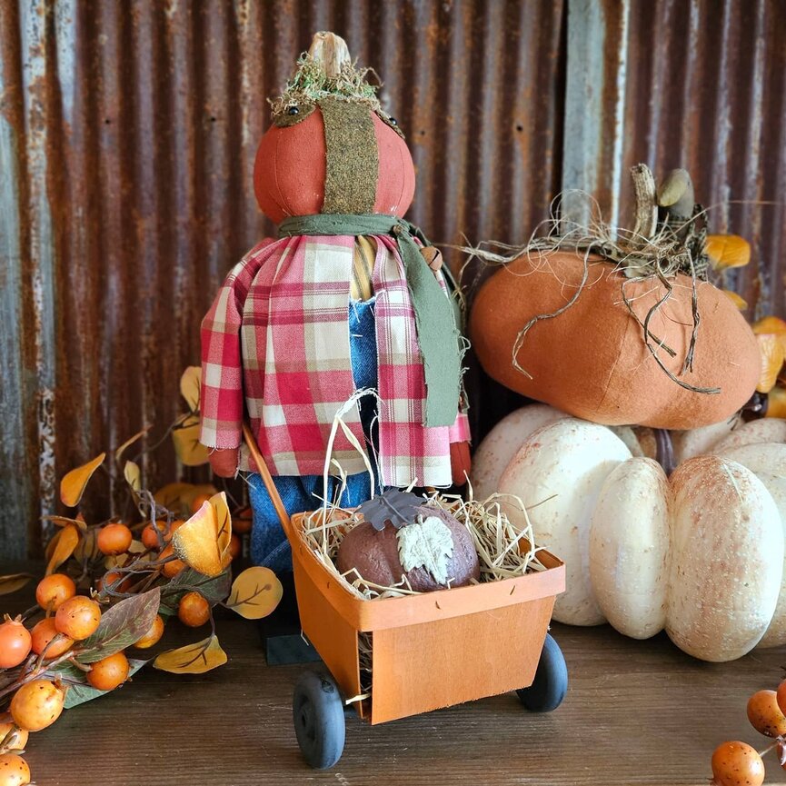 Scarecrow Doll with Wheelbarrow - 18"