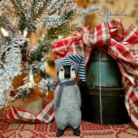 Penguin with Blue Striped Hat - 7"