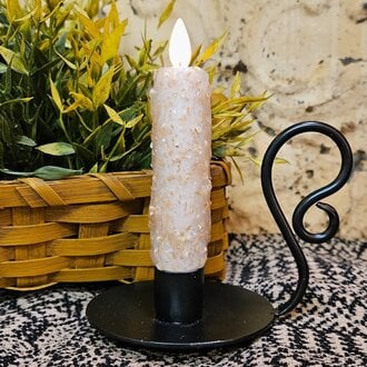 Black Table Lamp with Cappuccino Moving Flame Candle - 5.5"