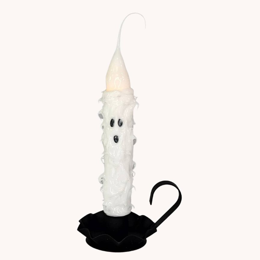 White Ghost Silicone Battery Operated Timer Taper - 7"