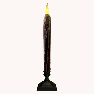 Log Cabin Hand Waxed Timer Taper with Base - 10"