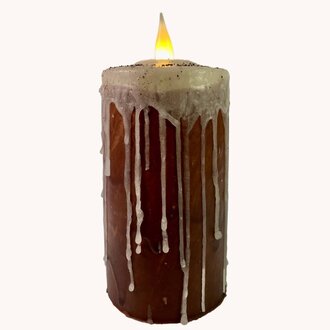 Hand Waxed Log Cabin Timer Pillar - 6"