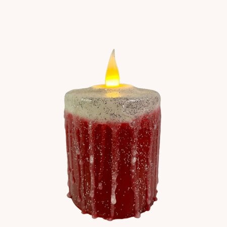 WHITE WAX RED BERRY LUMINARA INDOOR PILLAR CANDLES W/REMOTE: Country  Sampler - Spring Green, WI