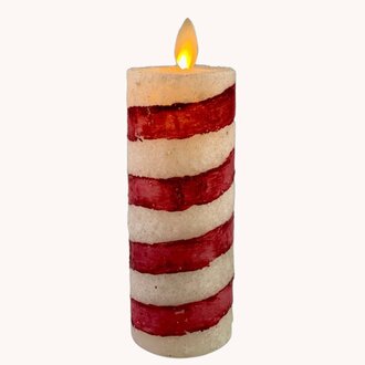 Candy Cane Moving Flame Pillar Candle - 2x6