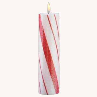 Glittered Peppermint Pillar Candle - 2.25" x 9.75"