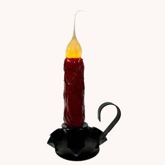 Ruby Red Candle with Black Fluted Base - 7"