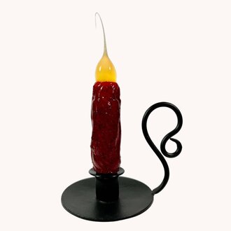 Ruby Red Taper Candle on Black Table Lamp - 7"