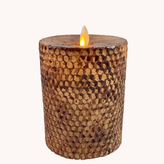 Brown Honeycomb Beeswax Moving Flame Pillar Candle - 3.4x5