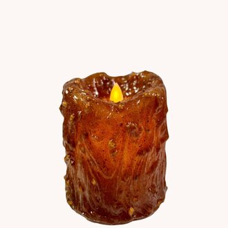 Spicy Rosehips Moving Flame Pillar Candle  - 4"