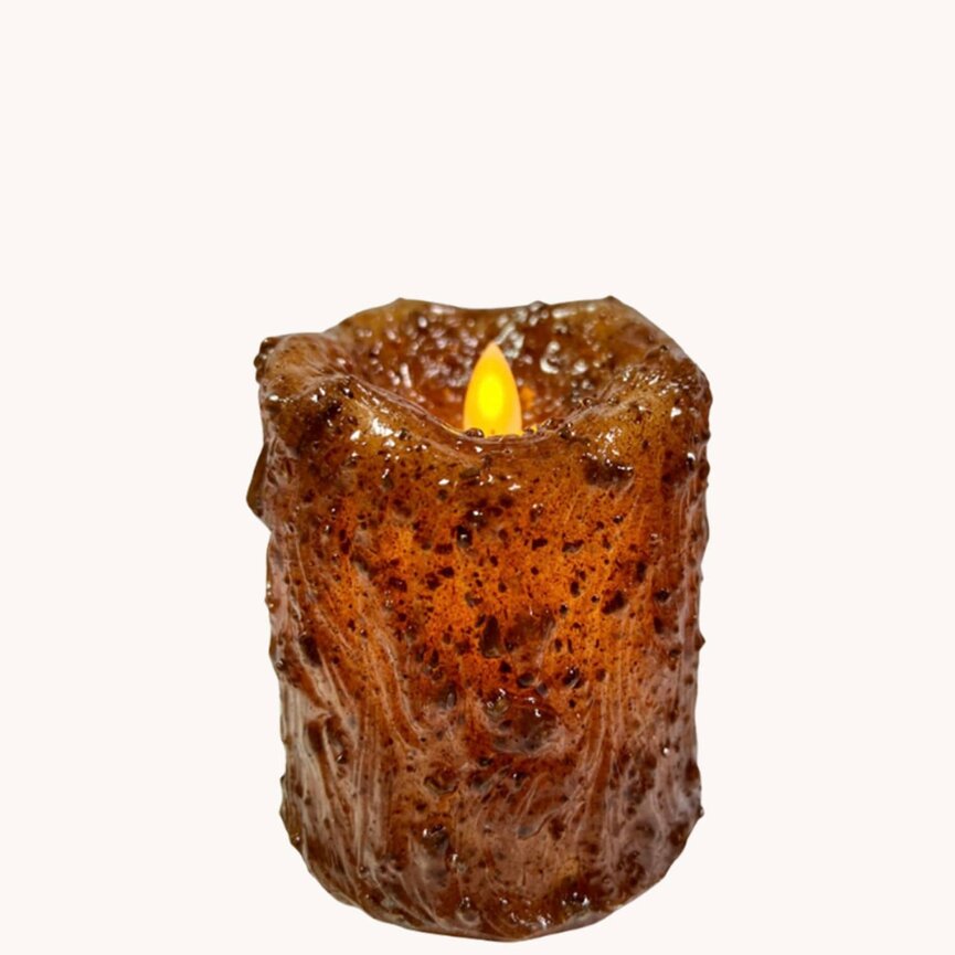 Cinnamon Clove Moving Flame Pillar - 4"