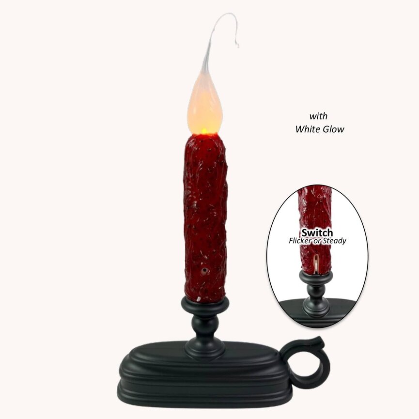 Window Candle Base Ruby Red Dusk To Dawn Silicone Battery Operated Taper