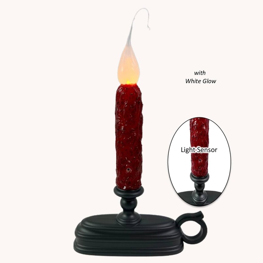 Window Candle Base Ruby Red Dusk To Dawn Silicone Battery Operated Taper