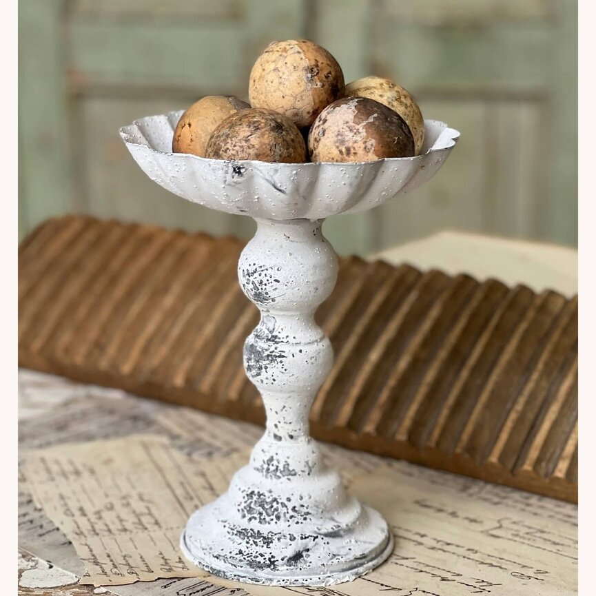 Antheil Pedestal Metal Cream Pillar Holder - 9"