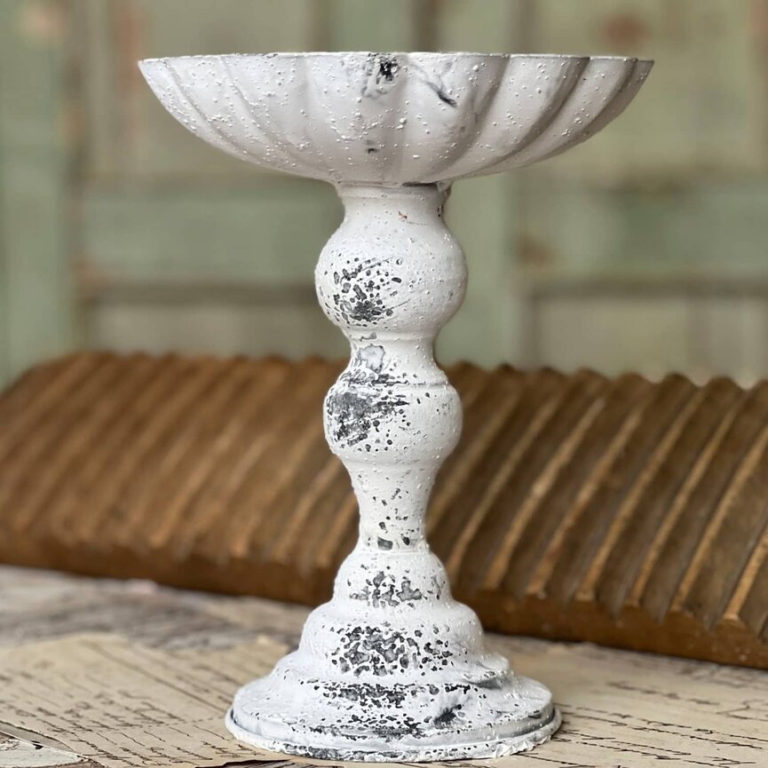 Antheil Pedestal Metal Cream Pillar Holder - 9"