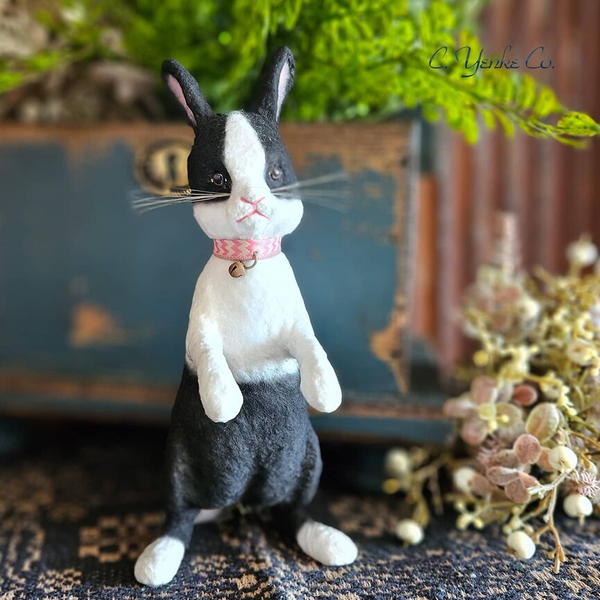 Standing Rabbit Black & White Small 8" T