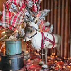 C. Yenke Reindeer with Leather Harness Looking Forward Large