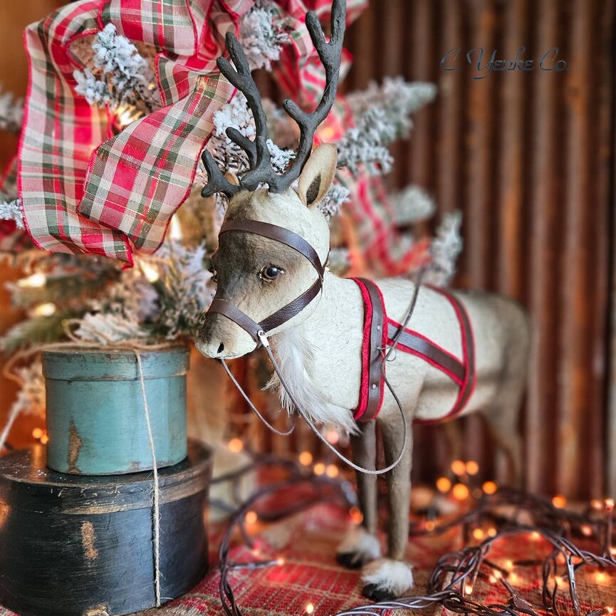 C. Yenke Reindeer with Leather Harness Looking Forward Large