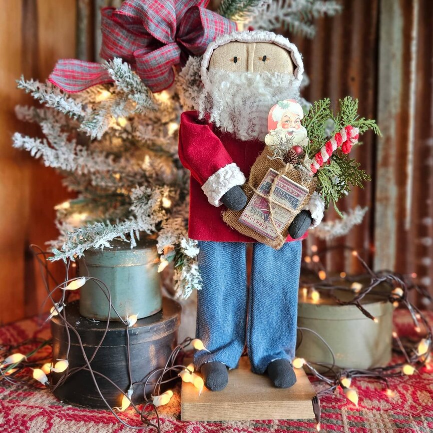 Santa with Grand Christmas Book & Candy Cane - 16"