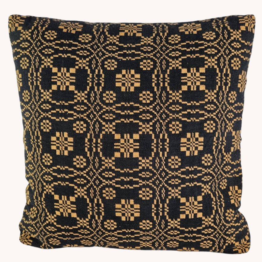 Town & Country Lover's Knot Ecru over Black Pillow Grade B #2042 - 14"