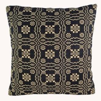 Lover's Knot Linen over Black Pillow Grade B #2017 - 14"