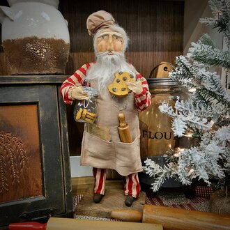 Red & White Striped Suit Chocolate Chip Santa from the Baker Series I - 20"