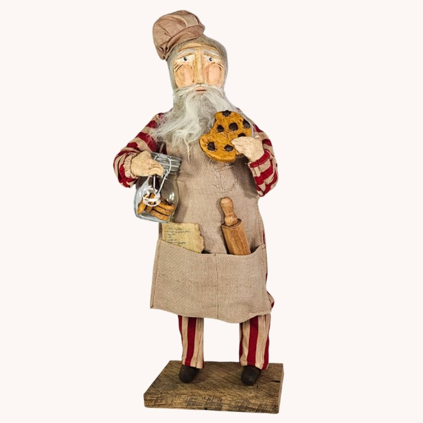 Red & White Striped Suit Chocolate Chip Santa from the Baker Series I - 20"
