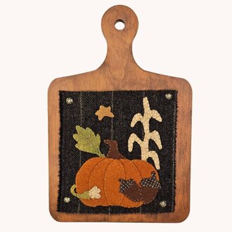 Fall Wool Pumpkin Applique on Cutting Board