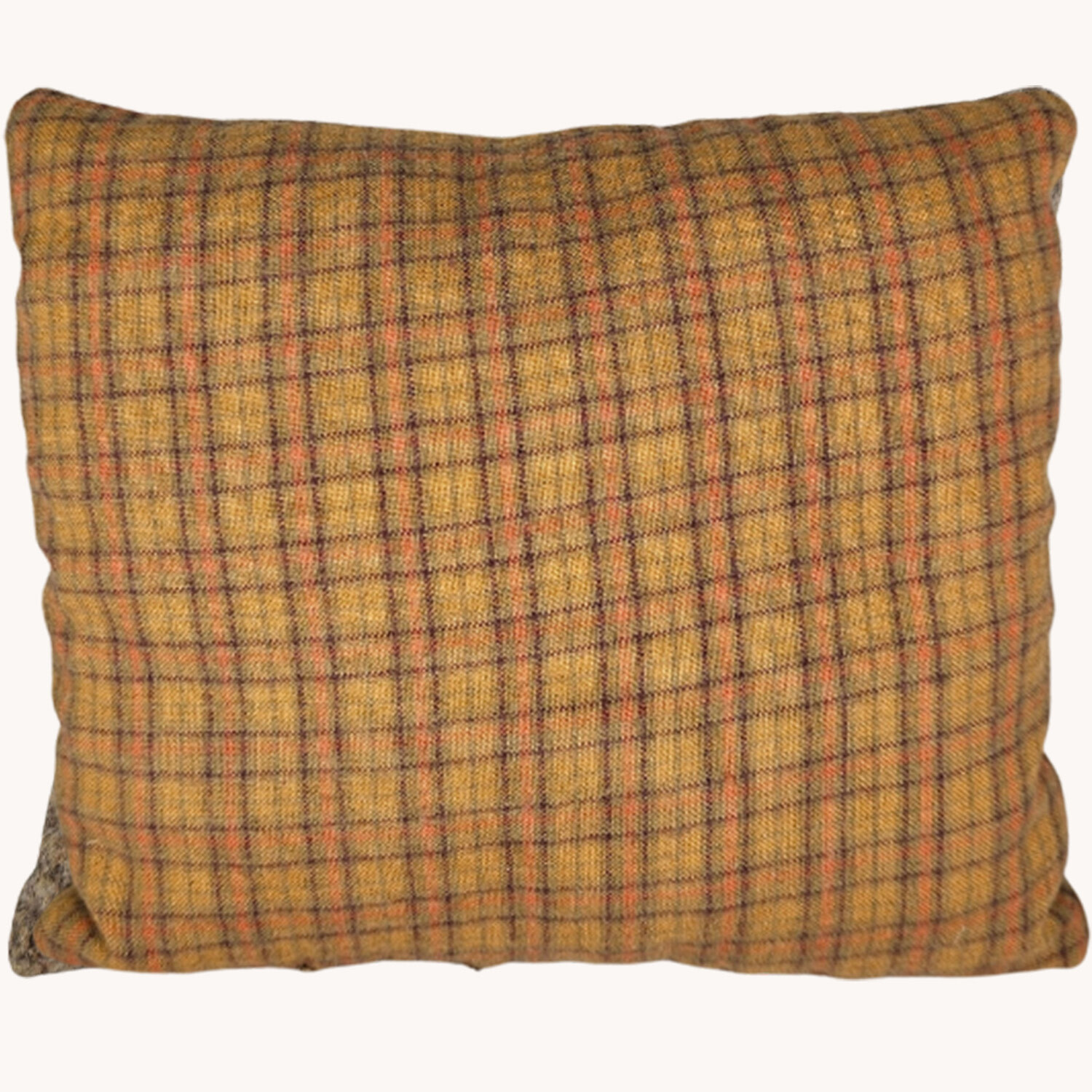 Pumpkin Bowl Filler Wool Pillow Brown Checks - 7x6