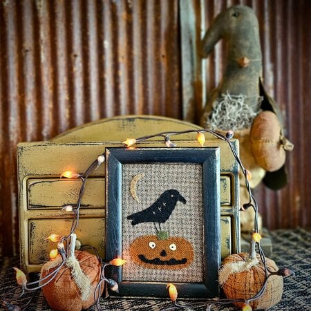 Crow & Pumpkin Sampler Framed - 8.5 x 6.5