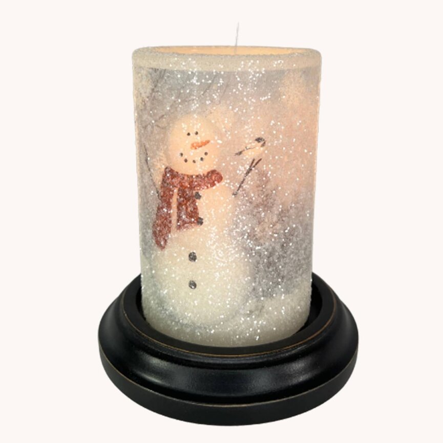 Icy Winter Snowman Candle Sleeve Gumdrop