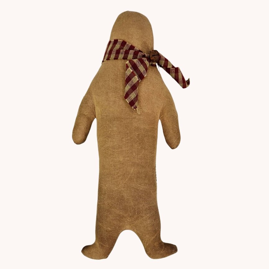 Gingerbread Handmade with Ticking Stripe Scarf & Bell