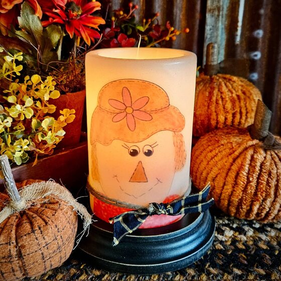 Girl Scarecrow Candle Sleeve - Antique Vanilla