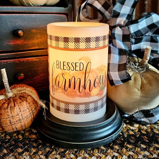 Fall Harvest Blessed Farmhouse Candle Sleeve