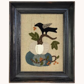 Blue Stack Pumpkin and Crow Sampler Framed - 12.5 x 15.5