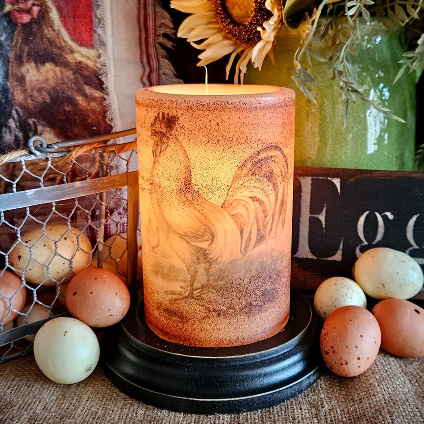 Vintage-Rooster Candle Sleeve Brown Sugar
