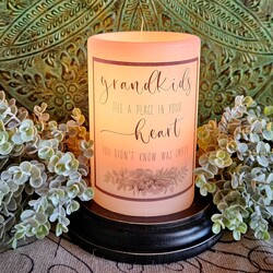 Grandkids Fill Heart Candle Sleeve Vanilla