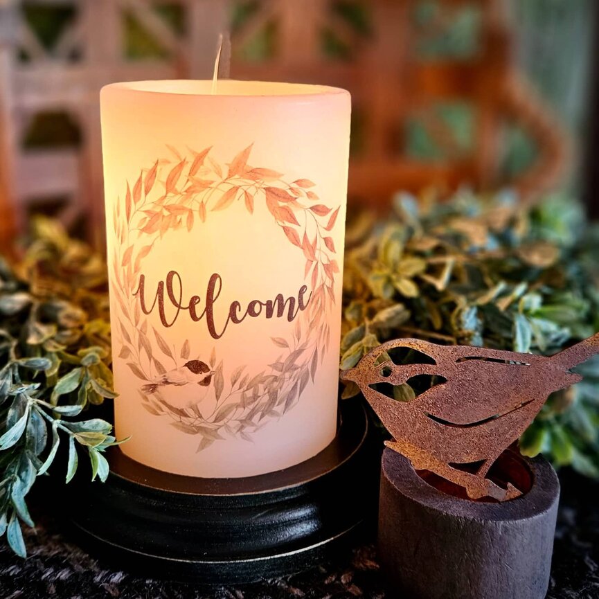 Eucalyptus Wreath & Bird Candle Sleeve